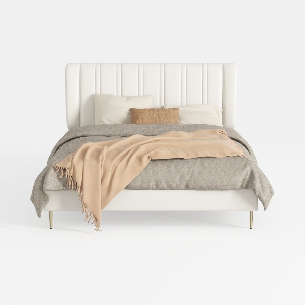 SOFTSEA Queen Size Boucle Bed Frame, Upholstered P