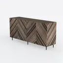 57" Modern Sideboard Buffet Cabinet with 4 Doors Left 45 Degree View