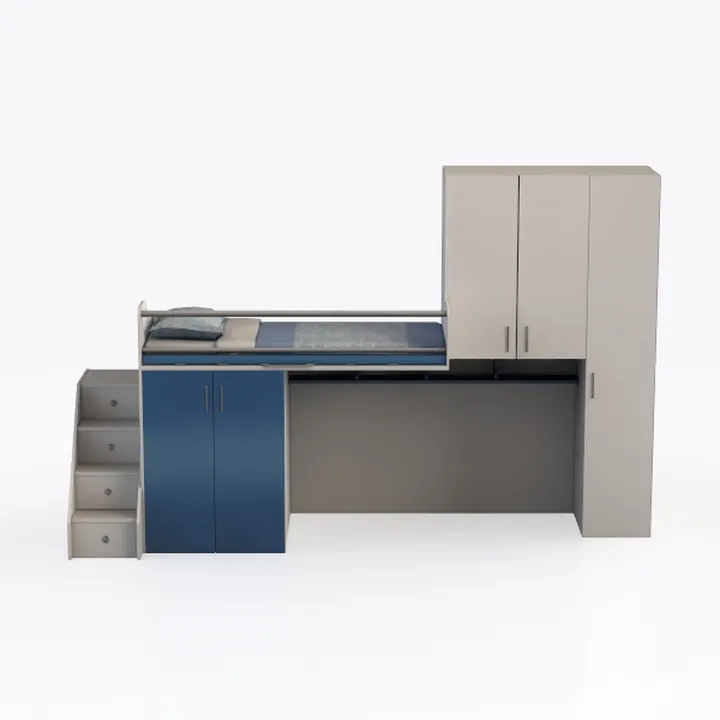 South Shore Ulysses Loft Bed with Desk Blueberry, 