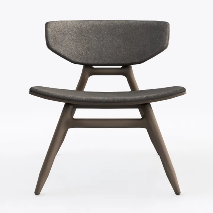 Modern Dark Fabric Solid Wood Accent Chair 3D Model