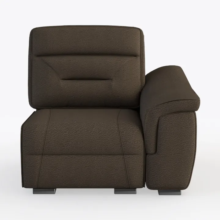 Modern Brown Leather Right Arm Sectional Sofa Chair 3D Model