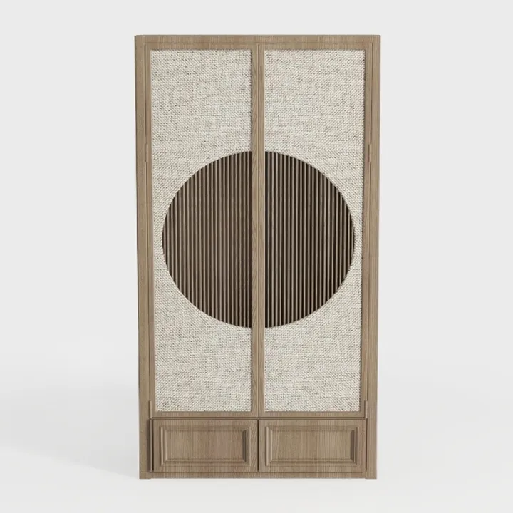 BREEZEHEAT Walnut Buffet Cabinet Set of