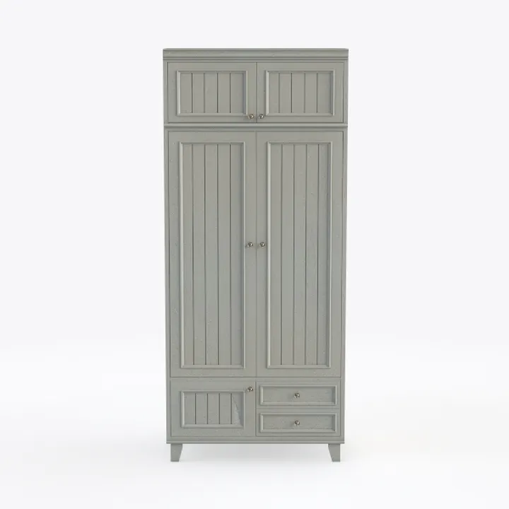 Minimalist Farmhouse Solid Wood Wardrobe With Drawers 3D Model