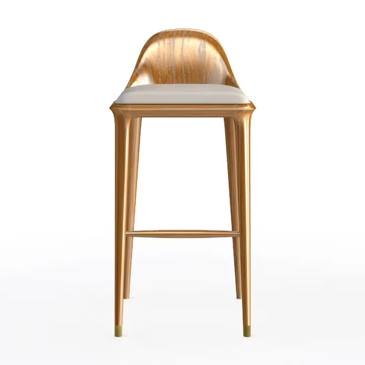 Modern Solid Wood Fabric Upholstered Bar Stool 3D Model
