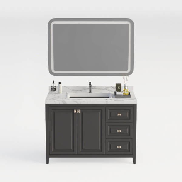 Miranda 54" Single Vanity with optional Quartz or Carrara Marble Counter - Dark Gray
