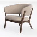 Mid-Century Modern Accent Chair, Comfy Barrel Left 45 Degree View