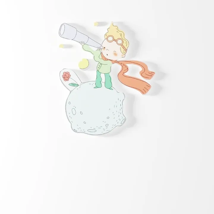 Cute Little Prince Themed Cartoon Wall Decor 3D Model