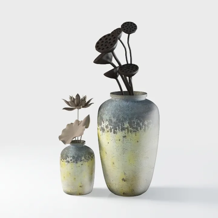 Rustic Ceramic Circular Flower Vase Farmhouse Clay