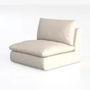 Minimalist Linen Fabric Armless Accent Chair 3D Model Left 45 Degree View