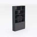 Cozy Castle Black Wood Bookcase,12 Cube Storage Right 45 Degree View