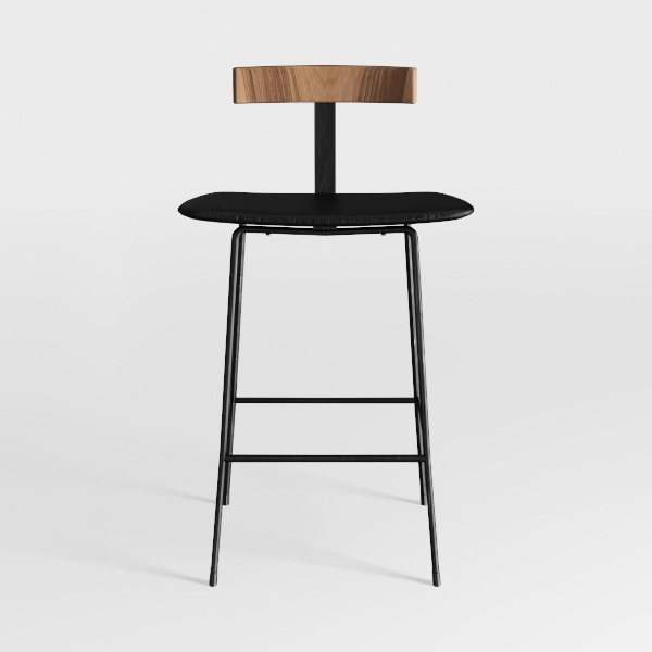 28.5 in. Brown Low Back Wooden Frame Bar Stool wit