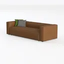 Modern Minimalist Brown Leather Extra Large Sofa 3D Model Left 45 Degree View