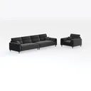 Modern Black Leather Sectional Sofa Set 3D Model Right 45 Degree View