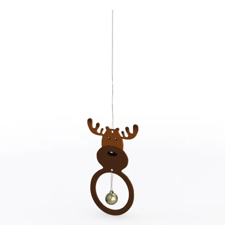 Cute Wooden Reindeer Hanging Christmas Ornament 3D Model