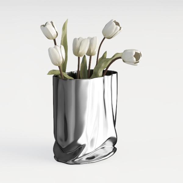 Luxury Electroplated Silver Ceramic Vase Flower Arrangement Irregular Porcelain Hydroponic Vase Ornament Interior Art Decoration