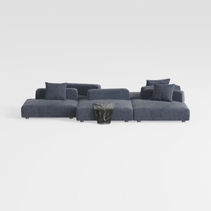 Minimalist Fabric L Shape Sectional Sofa 3D Model