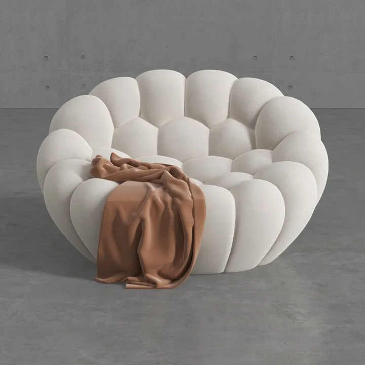 Minimalist Velvet Fabric Bubble Accent Chair 3D Model