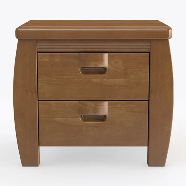 Solid Wood Modern Nightstand 2 Drawer Storage 3D Model