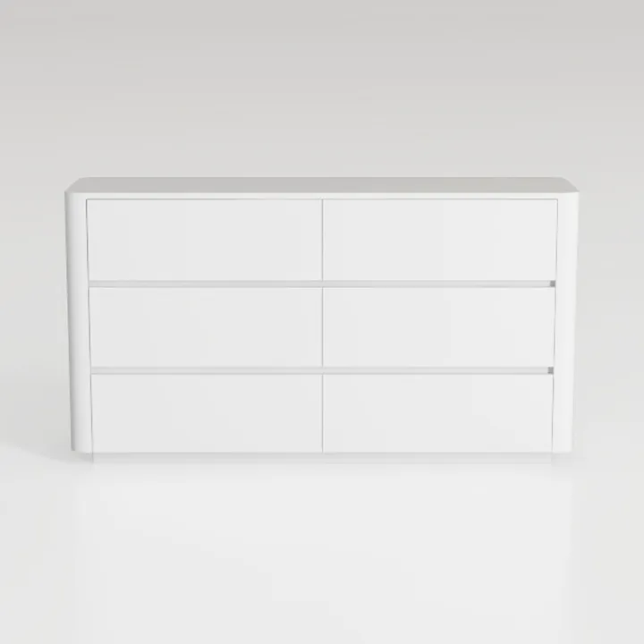 Minimalist White Solid Wood 6 Drawer Dresser 3D Model