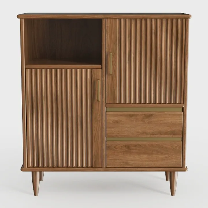 Nightstand with 3 Drawers, Wood Bedside Table