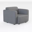 Minimalist Gray Fabric Armchair 3D Model Right 45 Degree View