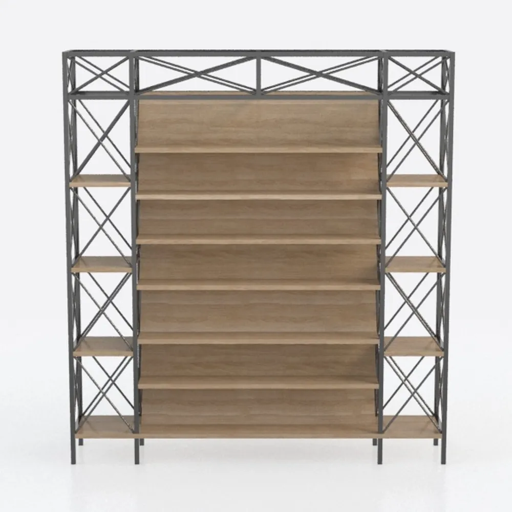 FATORRI Rustic Tall Bookshelf with Doors