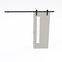 Minimalist Solid Wood Glass Panel Sliding Barn Door 3D Model Right 45 Degree View