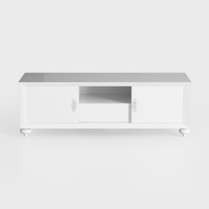 Minimalist White Lacquer TV Stand Cabinet with Storage 3D Model