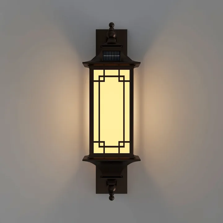 Vintage Chinese Style Metal Outdoor Wall Lamp 3D Model