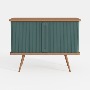 Mid-Century Solid Wood Fluted Sideboard Storage Cabinet 3D Model