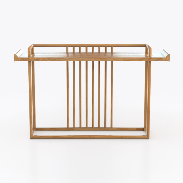 40 in. 2 Tiers Brown Rectangle Wood Console Table 