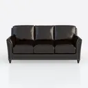 Traditional Dark Brown Leather Nailhead Trim 3 Seater Sofa 3D Model Front View