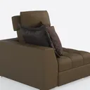 Modern Brown Leather Left Arm Sofa Chair with Throw Pillows 3D Model Right 45 Degree View