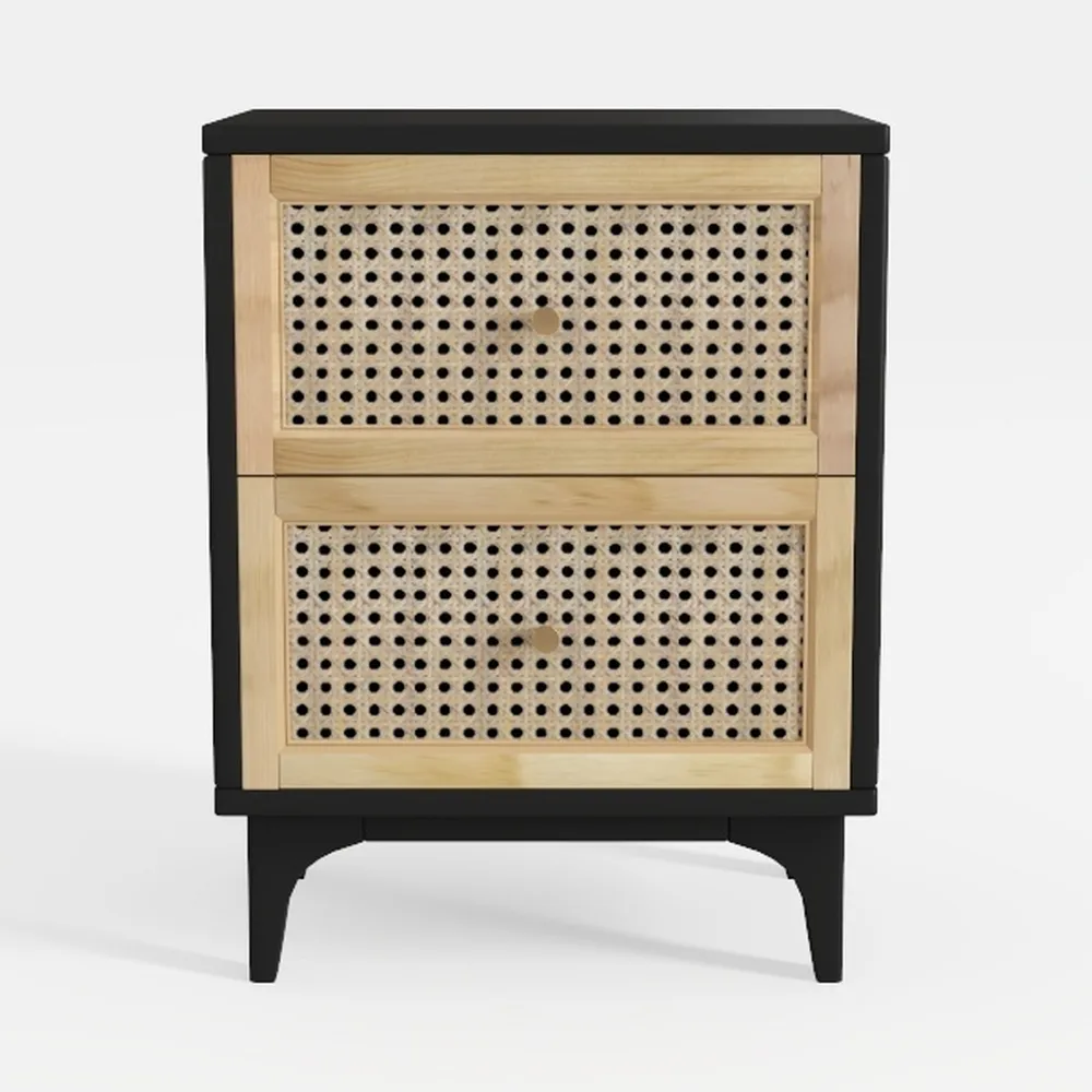 Side Table Rattan Nightstand Small Home Bedroom