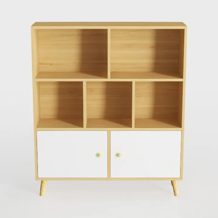 Cubby Shelf Bookcase with Doors - Wooden 11 Cube