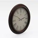 Vintage Dark Wood Round Wall Clock 3D Model Right 45 Degree View