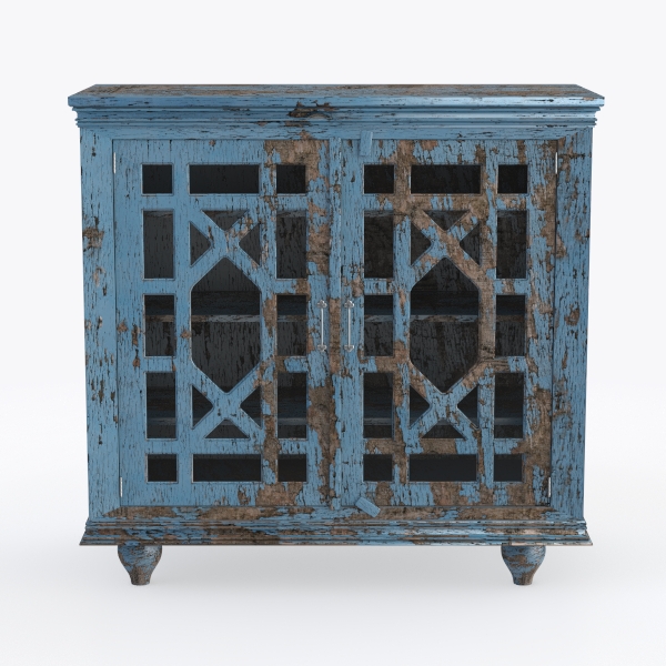 Buffet Cabinet with Storage, Wooden Carved