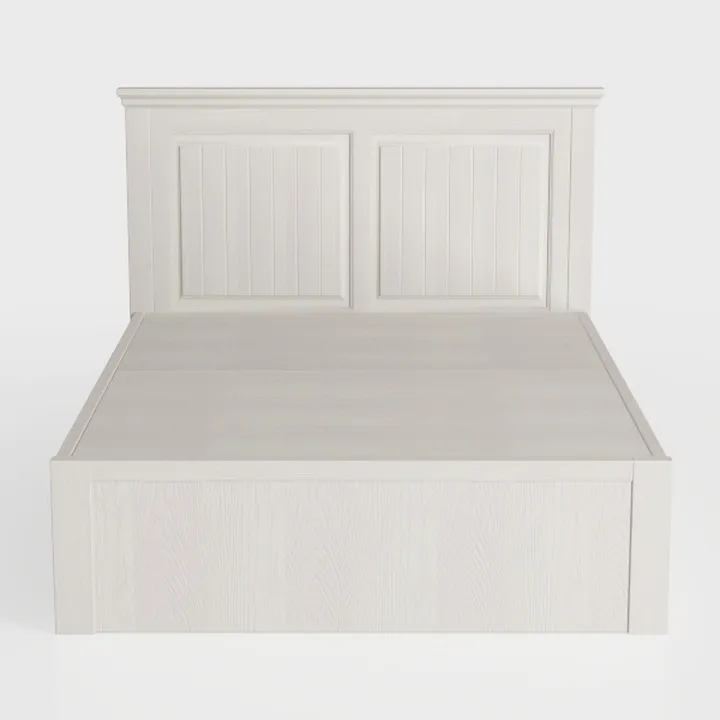 Minimalist White Solid Wood Platform Bed 3D Model