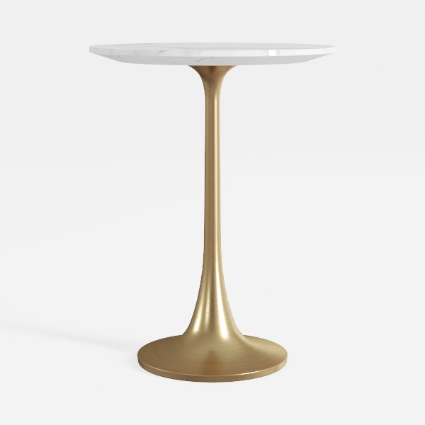 Modern Round Side Table with Gold Pedestal Base
