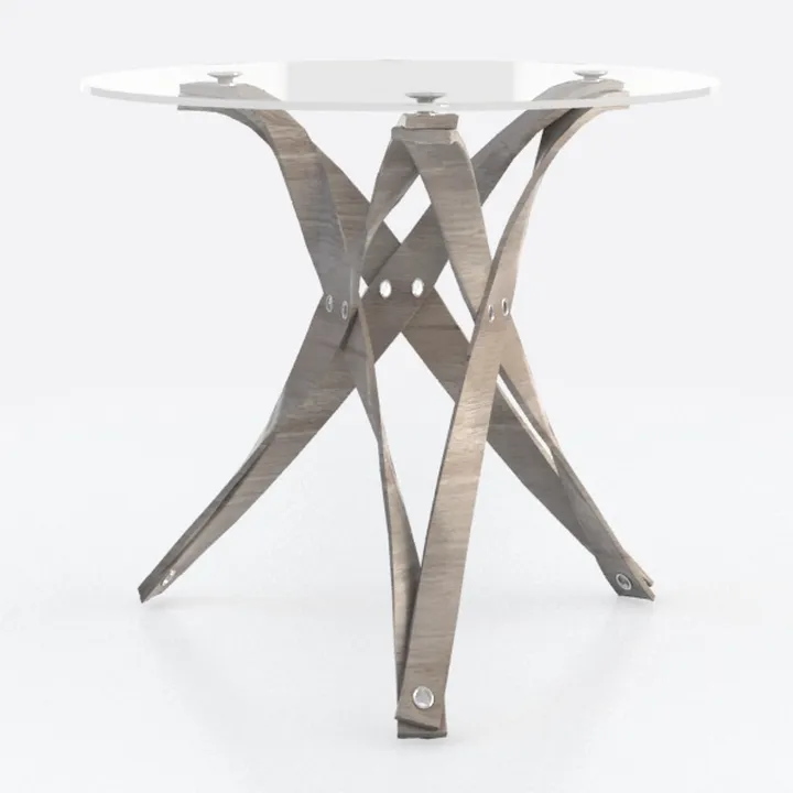 LONYKE Pedestal Farmhouse End Table, Distressed