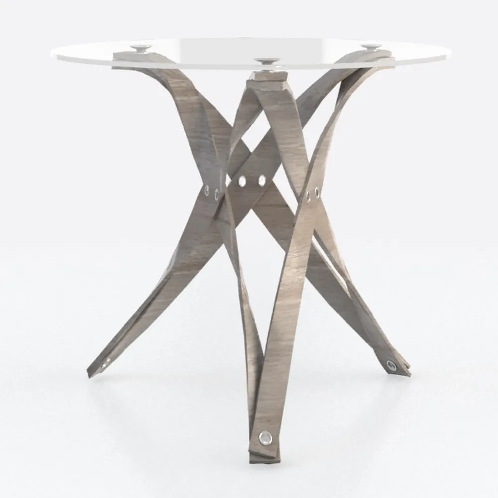 LONYKE Pedestal Farmhouse End Table, Distressed