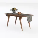 Channell Rectangular Walnut Wood 71 in. 4 Legs Din Left 45 Degree View