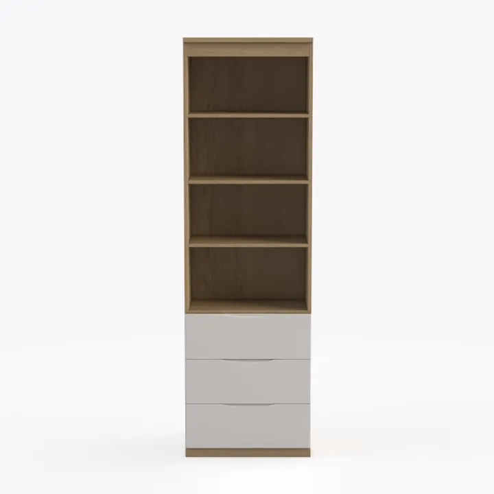 Modern Two Tone Solid Wood Open Shelf Drawer Cabinet 3D Model