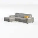 Modern Minimalist Light Gray Fabric L Shaped Sectional Sofa 3D Model Left 45 Degree View