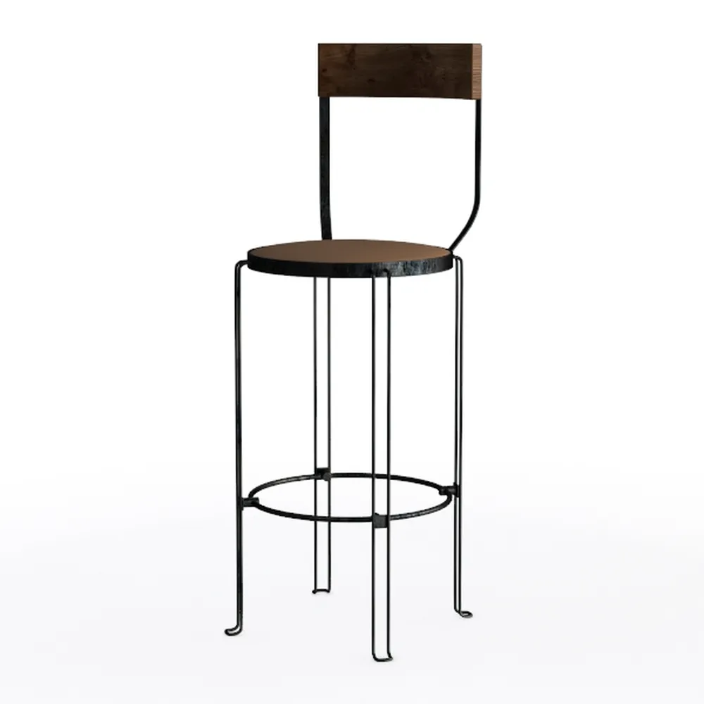 Cera 33 in. Toasted Barnwood Round Bar Height Stoo