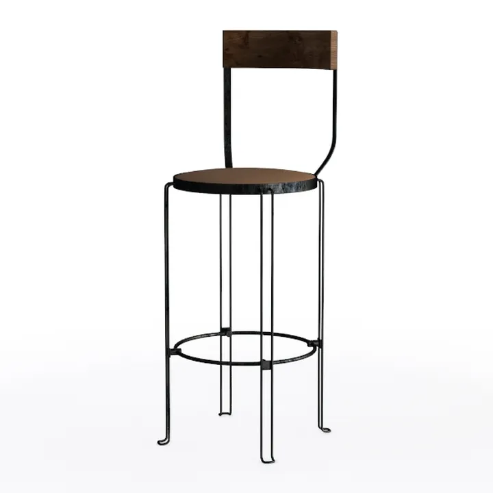 Cera 33 in. Toasted Barnwood Round Bar Height Stoo