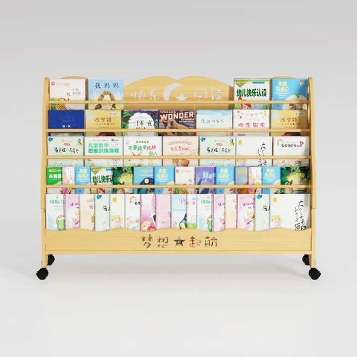 Kids Bookshelf, Wooden 4-Tier Front Facing Book