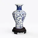 Classical Blue-and-White Porcelain Vase Left 45 Degree View