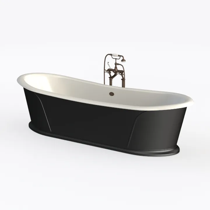 Vintage Black White Enamel Freestanding Bathtub 3D Model