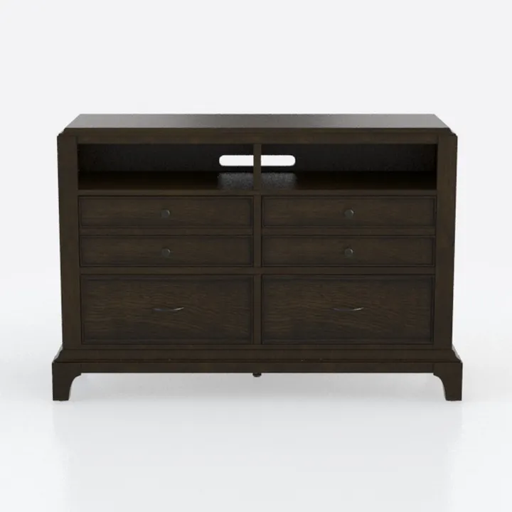 Modern Dark Solid Wood Dresser Cabinet with Drawers Open Shelf 3D Model